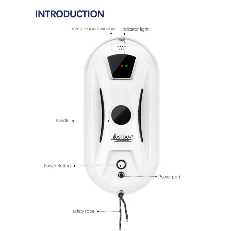 JUSTBUY W13 automaattinen ikkunoiden puhdistusrobotti imuri ja lasinpyyhin kaukosäätimellä