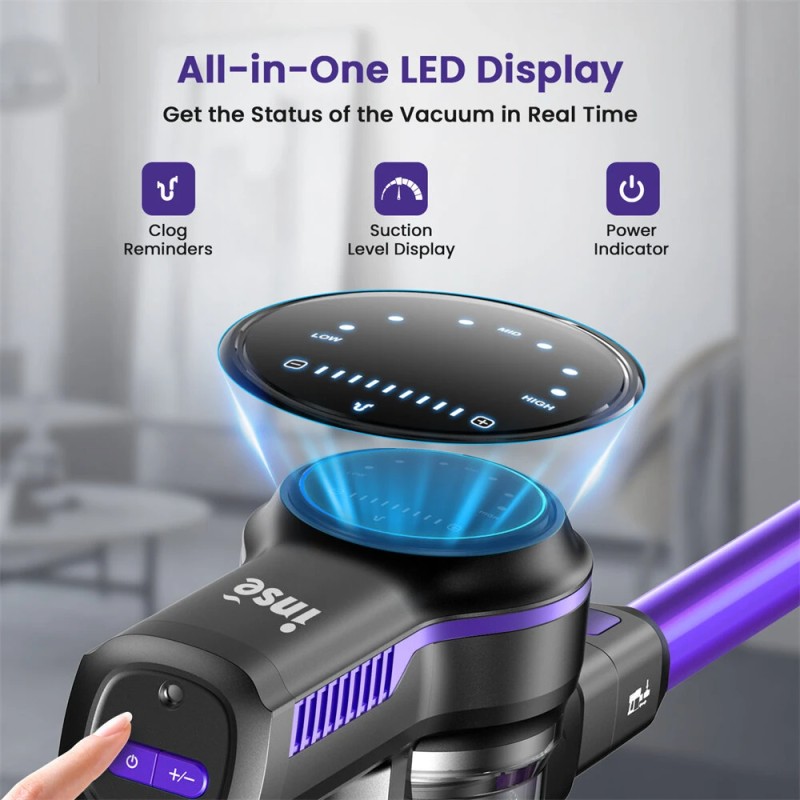 INSE S7 Pro johdoton varsi-imuri 26000Pa imuteho 265W jopa 45 minuutin käyttöaika lemmikkikarvoille