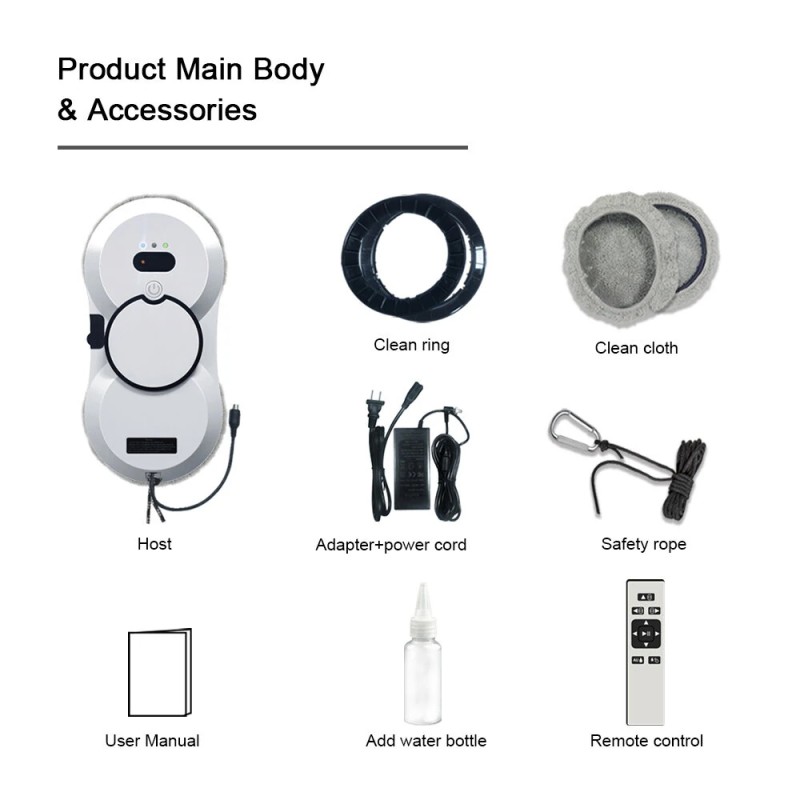 PuRuiKai HCR-10 automaattinen ikkunanpesurobotti vesiruiskulla ja kaukosäätimellä turvaköydellä