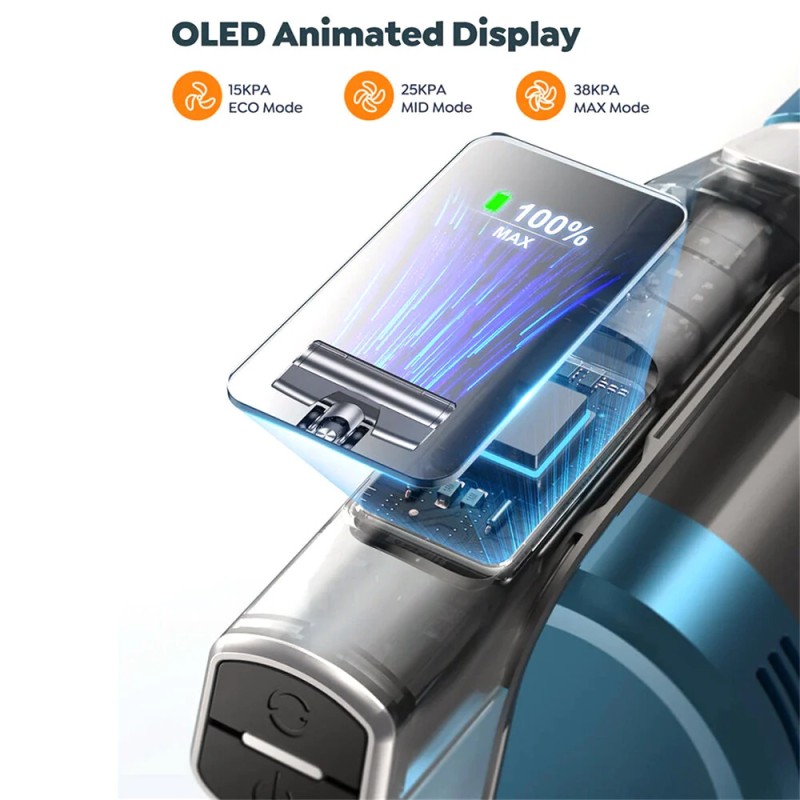 BuTure VC60 johdoton imuri 450W 38 kPa OLED-animoitu näyttö aromaterapia käärimätön harja