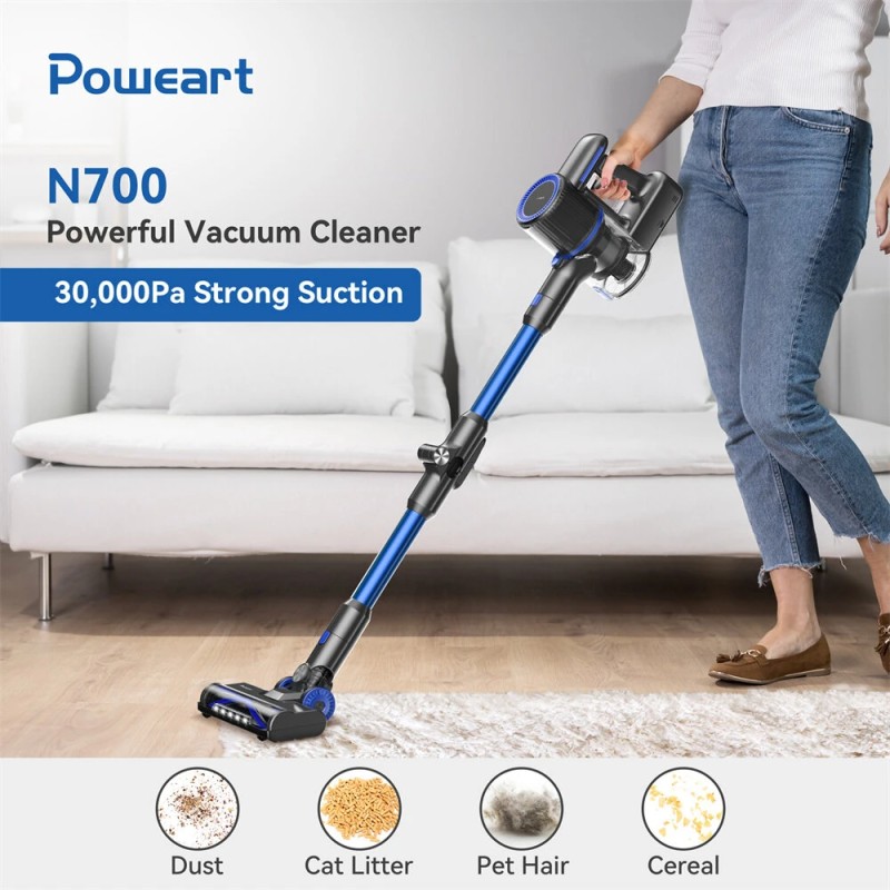 INSE POWEART N700 johdoton sauvaimuri 6-toiminen 30 kPa:n imuteho 45 minuuttia LED-moottoroitu lattiaharja