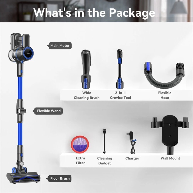 INSE POWEART N700 johdoton sauvaimuri 6-toiminen 30 kPa:n imuteho 45 minuuttia LED-moottoroitu lattiaharja
