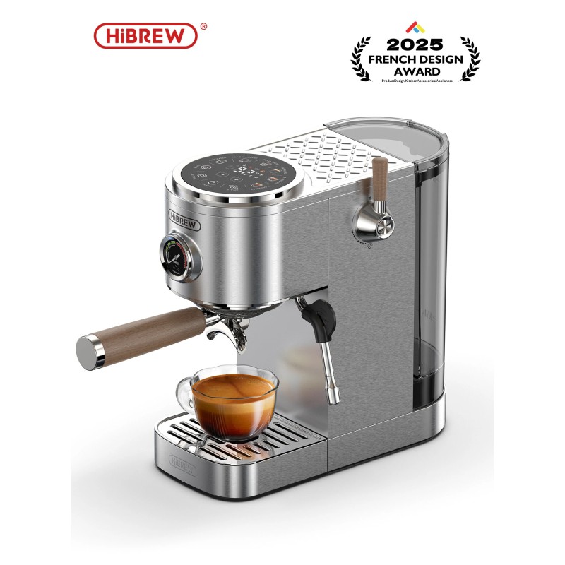 HiBREW H13 kaksoiskattila-espressokeitin 20 baarin kosketusnäytöllä PID-säädöllä ja kylmäuutolla