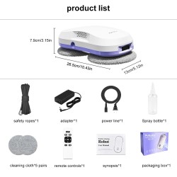 PuRuiKai ikkunanpesurobotti kaksoissuuttimella kaukosäätimellä akkukäyttöinen 5600 Pa:n imuteho