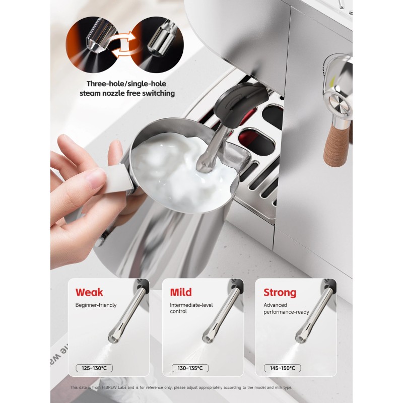 HiBREW H13 kaksoiskattila-espressokeitin 20 baarin kosketusnäytöllä PID-säädöllä ja kylmäuutolla