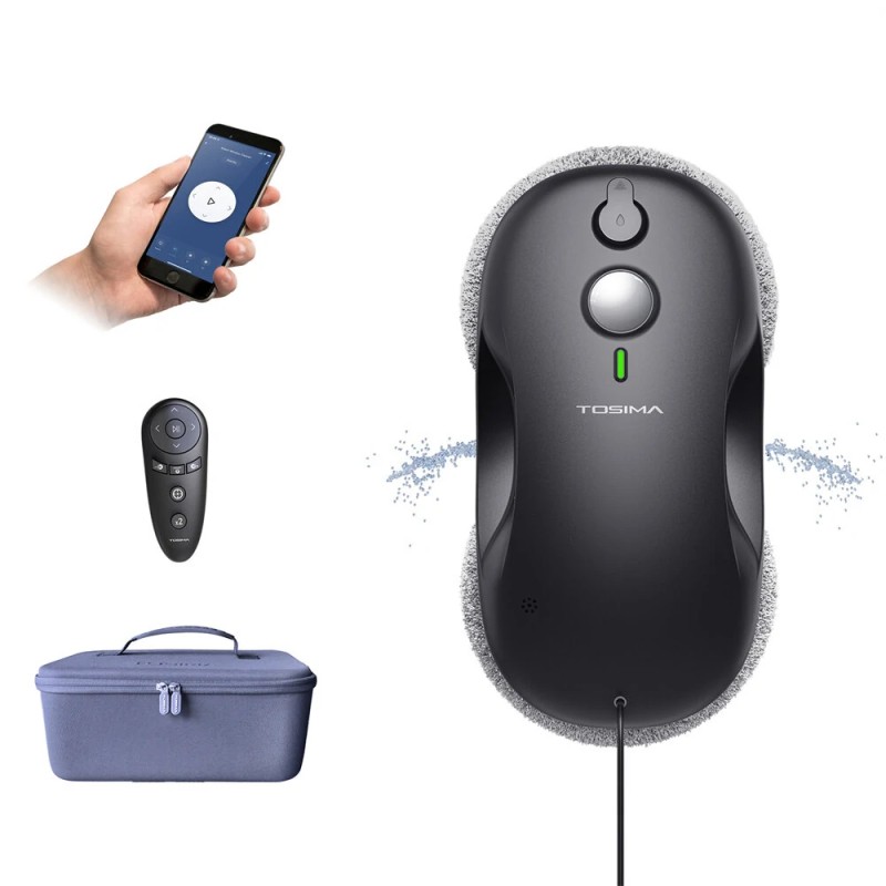 TOSIMA W3 ikkunanpesurobotti 3800PA imuteho kaksisuuntainen vesiruisku 80 ml vesisäiliö