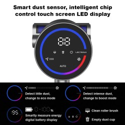 LIECTROUX i10 langaton sauvaimuri 27000Pa vahva imu 45min akku pölyntunnistus värikosketusnäyttö