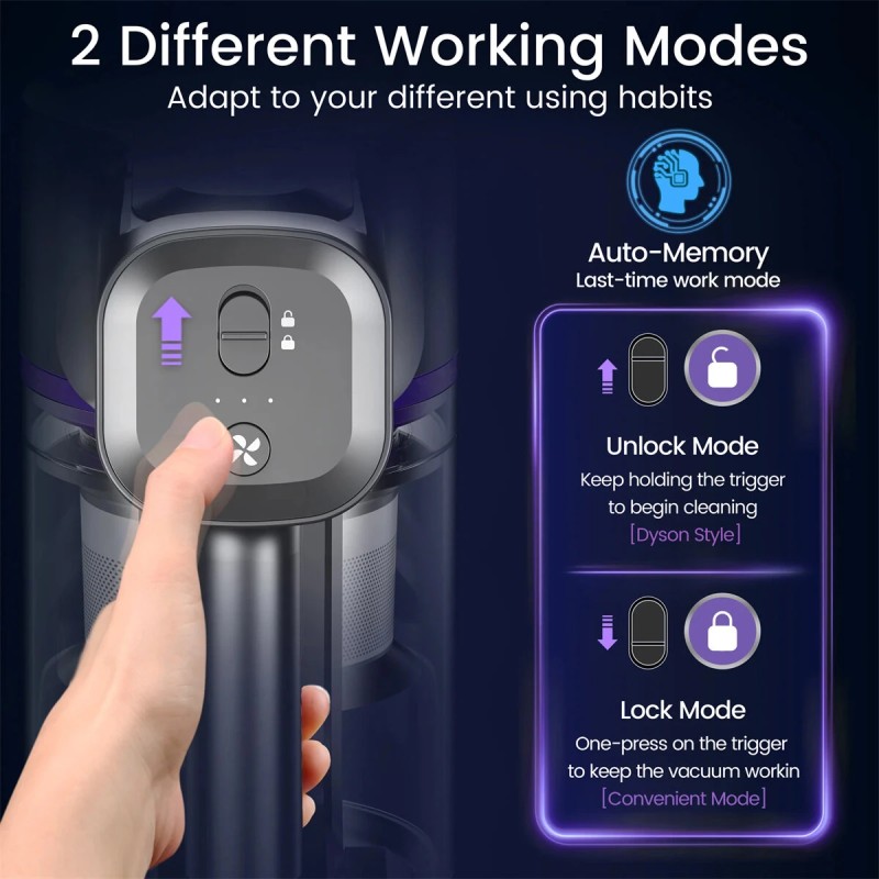 INSE YOMA S11PRO langaton sauvapölynimuri 350 W harjaton moottori 28 kPa imuteholla 50 minuutin akunkestolla