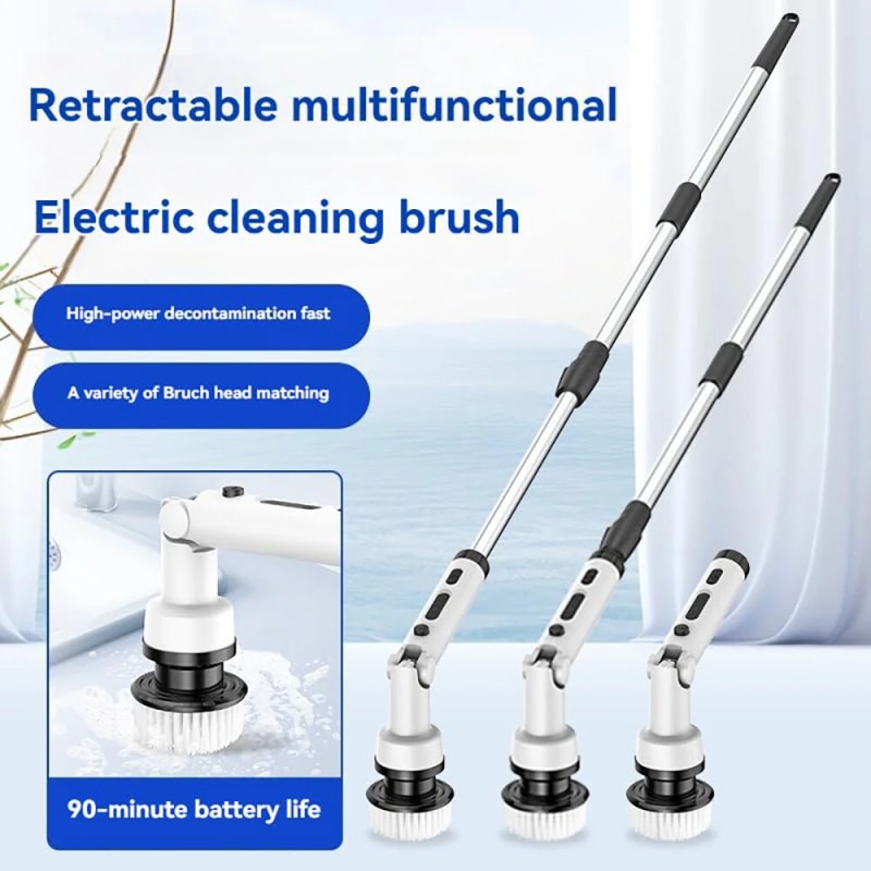 NovuLife johdoton sähköinen pyörivä puhdistusharja yhdeksällä vaihtopäällä kaksoisnopeudella säädettävällä kahvalla