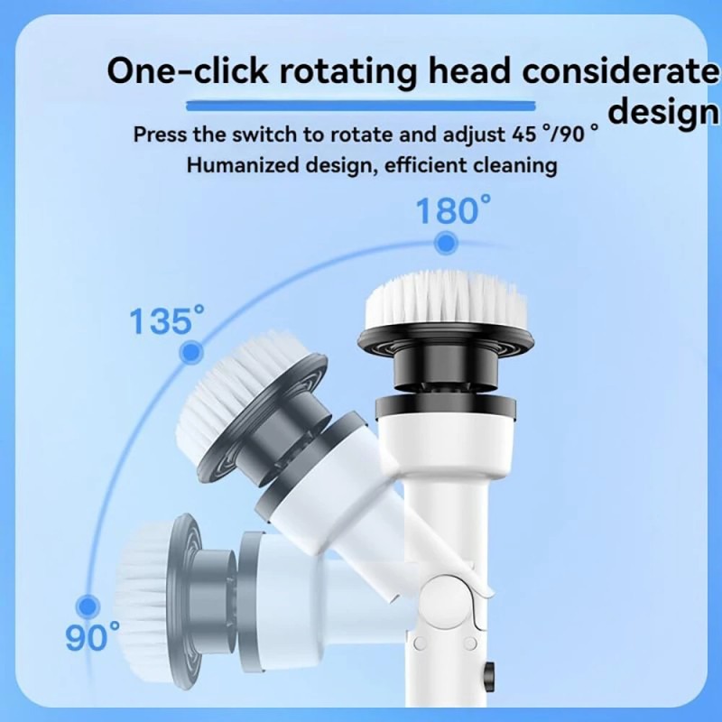 NovuLife johdoton sähköinen pyörivä puhdistusharja yhdeksällä vaihtopäällä kaksoisnopeudella säädettävällä kahvalla