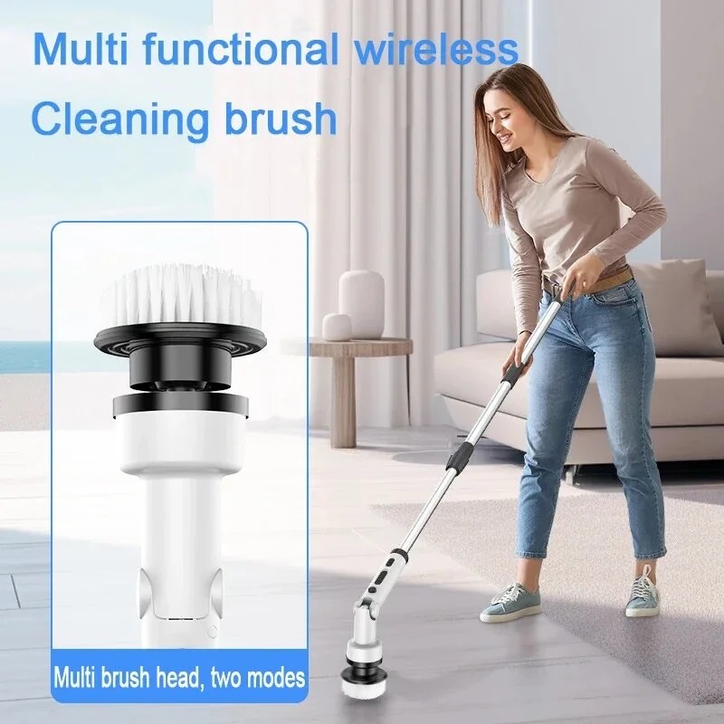 NovuLife johdoton sähköinen pyörivä puhdistusharja yhdeksällä vaihtopäällä kaksoisnopeudella säädettävällä kahvalla