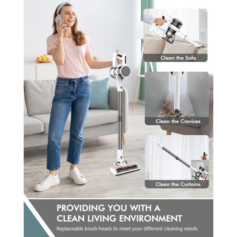 Teendow P11Pro langaton kevyt pölynimuri 126000 Pa imuteholla 30 minuutin käyttöaika 450 ml säiliö hiljainen