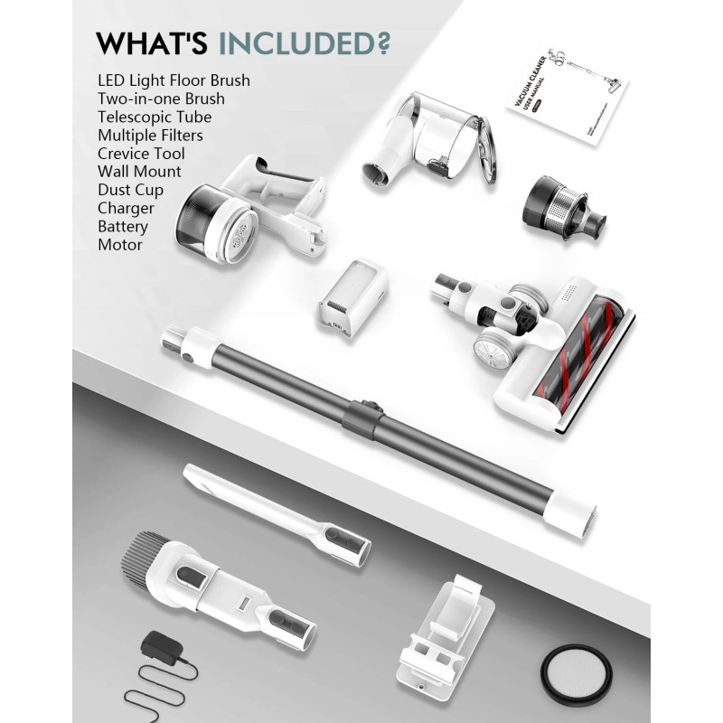 Teendow P11Pro langaton kevyt pölynimuri 126000 Pa imuteholla 30 minuutin käyttöaika 450 ml säiliö hiljainen