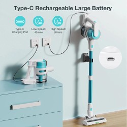 MOOSOO S6 johdoton sauvaimuri 18 kPa ladattava tyyppi C pestävällä HEPA-suodattimella LED-valolla