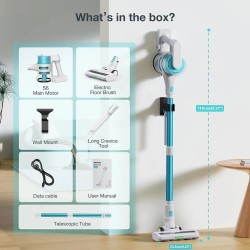 MOOSOO S6 johdoton sauvaimuri 18 kPa ladattava tyyppi C pestävällä HEPA-suodattimella LED-valolla