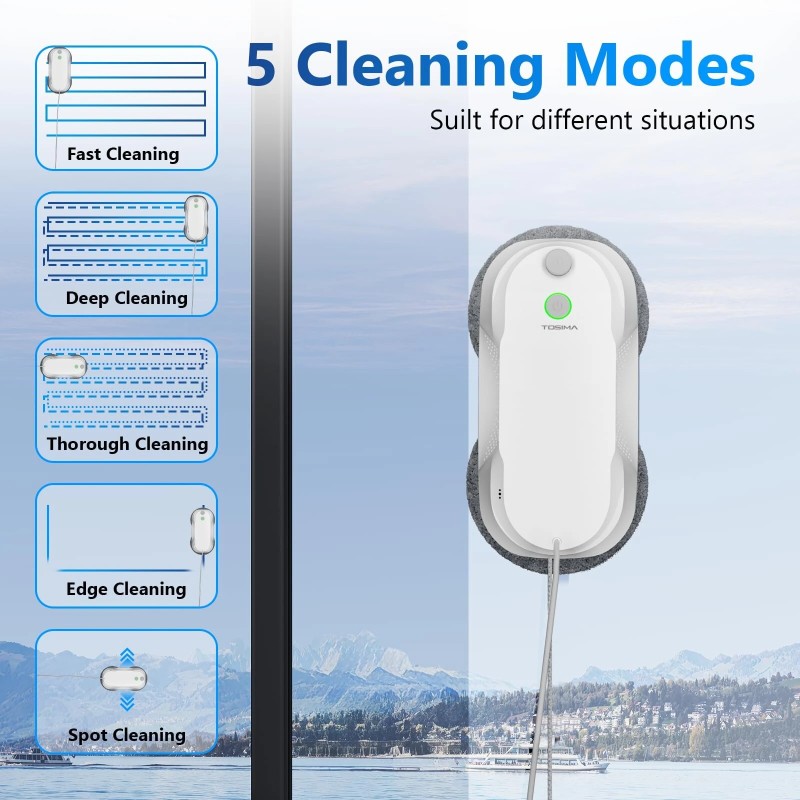 Tosima W5 ikkunanpesurobotti älykkäällä navigoinnilla ja kolminkertaisella turvalla