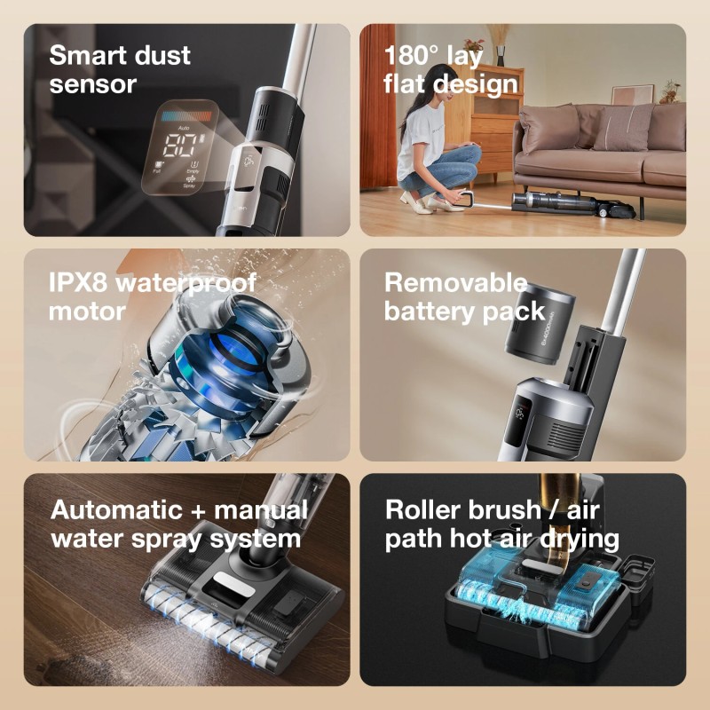 JIMMY HW9 Pro Max johdoton 460 watin pölynimuri kaksitoiminen käsikäyttöinen lattianpesuri itsepuhdistuva