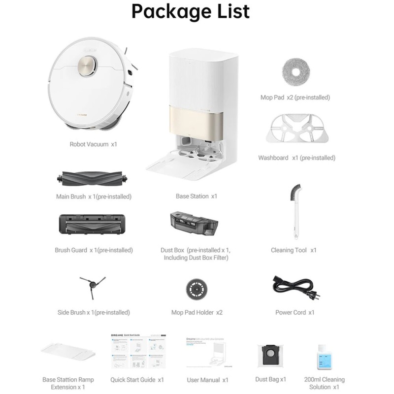 DREAME X40 Ultra Complete robotti-imuri 12000Pa imuteho irrotettava nostettava moppijärjestelmä