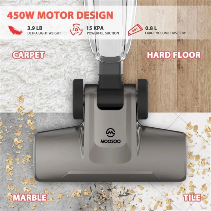MOOSOO LT450 johdollinen pölynimuri 15 kPa imuteho 0,8 litran pölysäiliö nelivaiheinen suodatus itsenäinen puhdistustoiminto