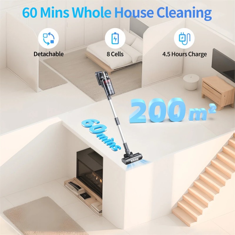 INSE UMLO V16 langaton pölynimuri 500 W 33 kPa 60 min LED-näyttö