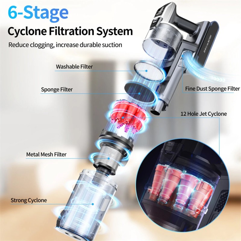 INSE UMLO V16 langaton pölynimuri 500 W 33 kPa 60 min LED-näyttö