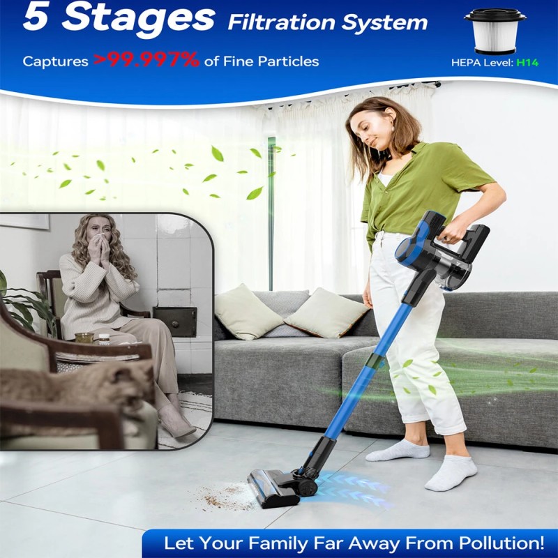 INSE V50 johdoton sauvaimuri 6-in-1 kevyt akkuimuri mattoille ja koville lattioille