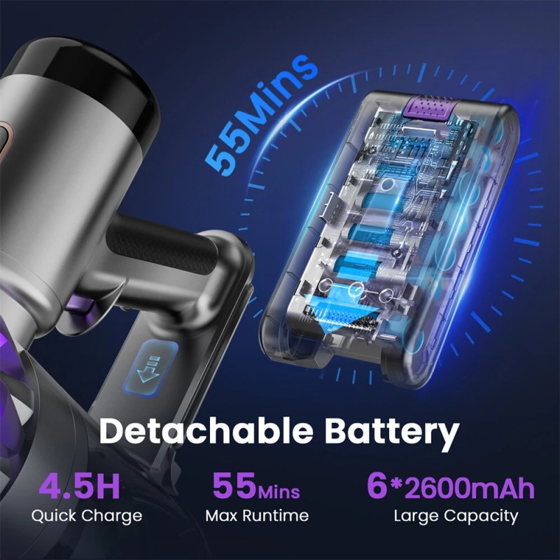 INSE S3P johdoton sauvaimuri 30 kPa 55 minuuttia LED-näyttö lemmikkikarvoille