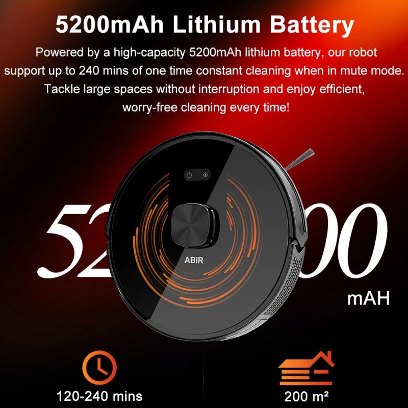 ABIR K30 robotti-imuri automaattisella tyhjennyksellä, lasertutkanavigointi, 6500 Pa imuteho