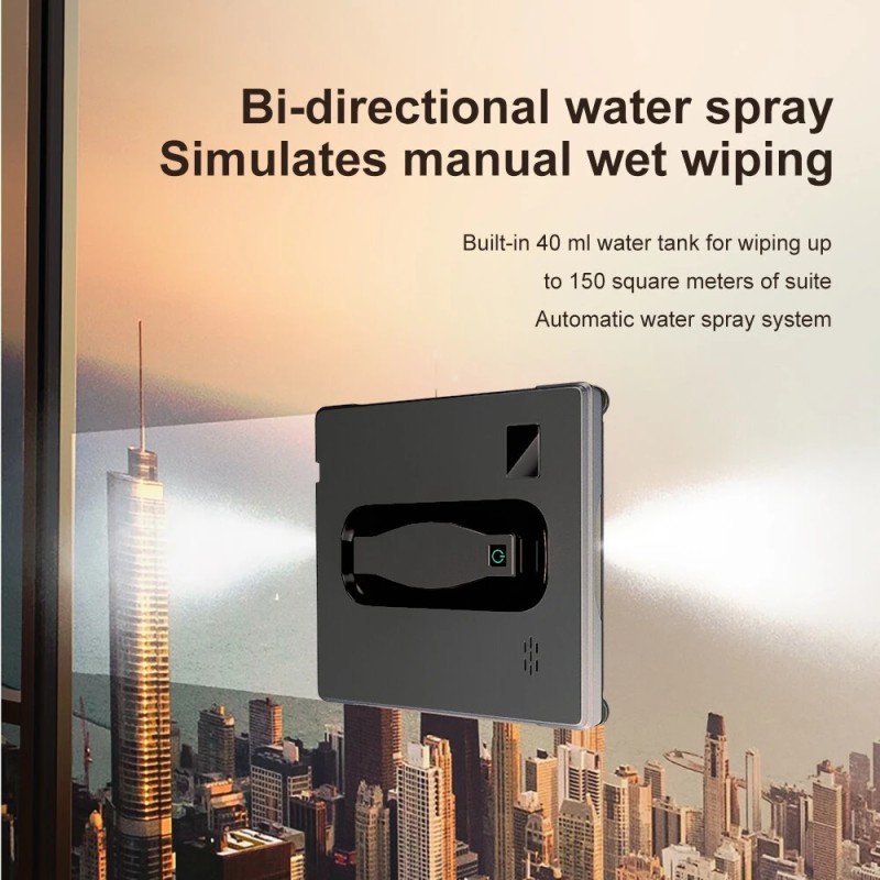 PuRuiKai HCR-21B ikkunanpesurobotti kaksoissuihkulla ja älymuistilla, 3000 Pa:n imuteho ja lasersensori