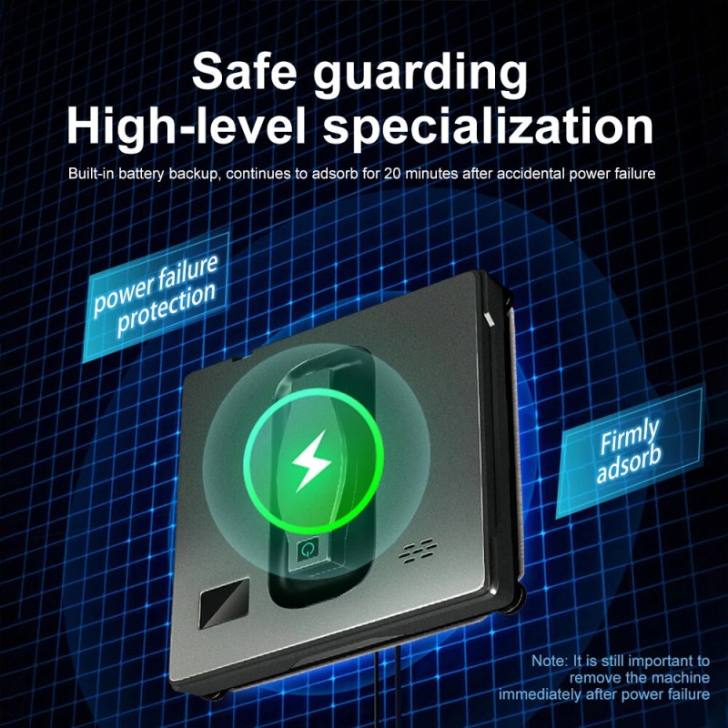 PuRuiKai HCR-21B ikkunanpesurobotti kaksoissuihkulla ja älymuistilla, 3000 Pa:n imuteho ja lasersensori