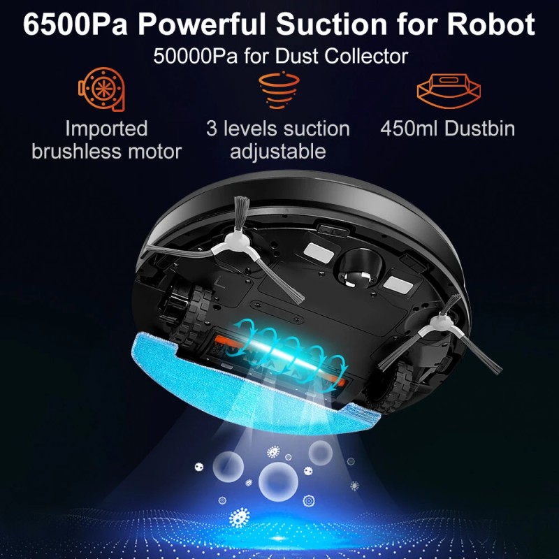 ABIR K30 robotti-imuri automaattisella tyhjennyksellä, lasertutkanavigointi, 6500 Pa imuteho