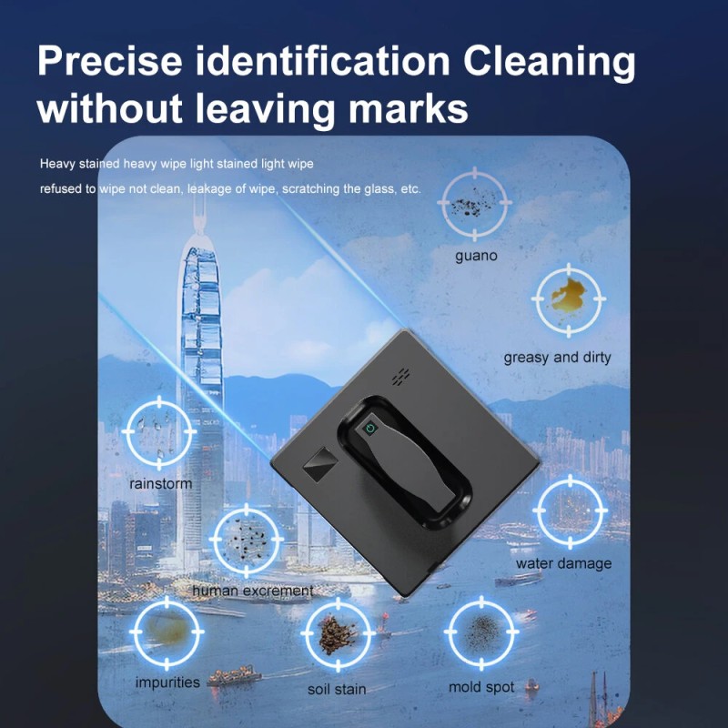 PuRuiKai HCR-21B ikkunanpesurobotti kaksoissuihkulla ja älymuistilla, 3000 Pa:n imuteho ja lasersensori