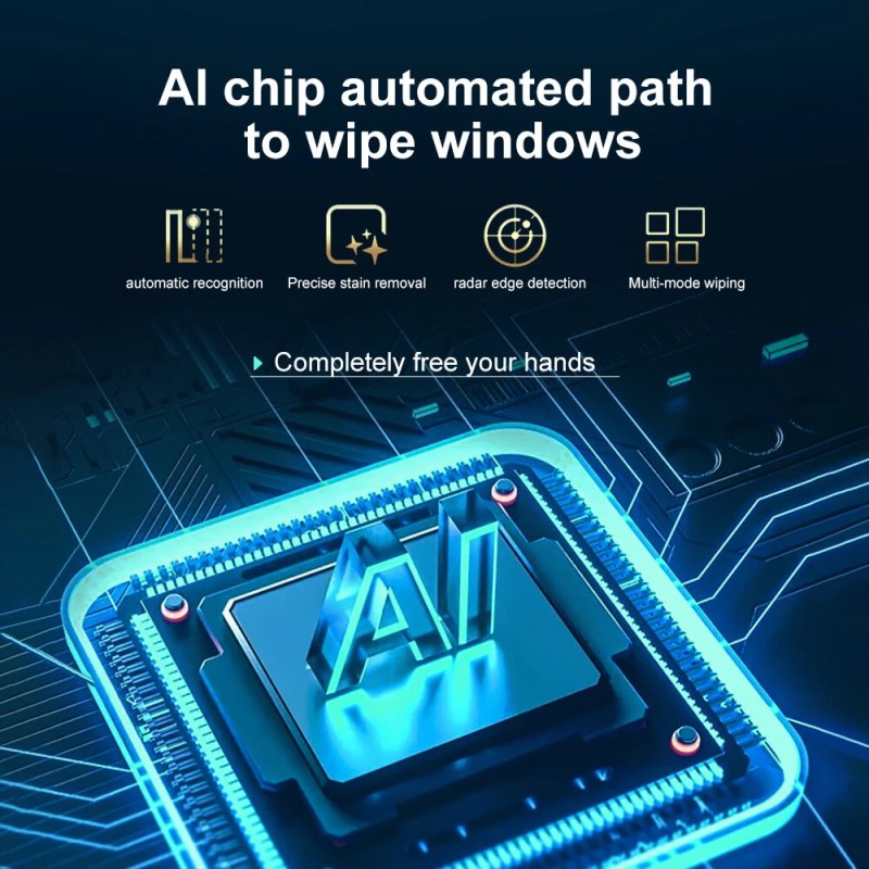 PuRuiKai HCR-21B ikkunanpesurobotti kaksoissuihkulla ja älymuistilla, 3000 Pa:n imuteho ja lasersensori