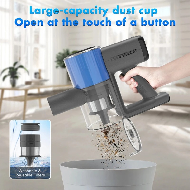 NovuLife SV807C langaton kädessä pidettävä pölynimuri 25 kPa imuteholla 40 minuutin käyttöajalla