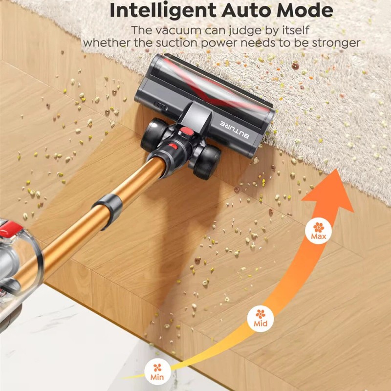 Buture VC80 langaton varsi-imuri 450 W 38 kPa imuteho 1,2 l pölysäiliö 55 minuutin akunkestolla