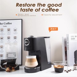 HiBREW H3C kolmitoiminen kahvikone DG/NS-kapselit ja jauhettu kahvi 20 barin 7 lämpötilaa 1,4 l vesisäiliö