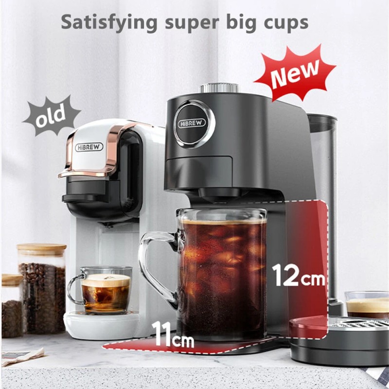 HiBREW H3C kolmitoiminen kahvikone DG/NS-kapselit ja jauhettu kahvi 20 barin 7 lämpötilaa 1,4 l vesisäiliö