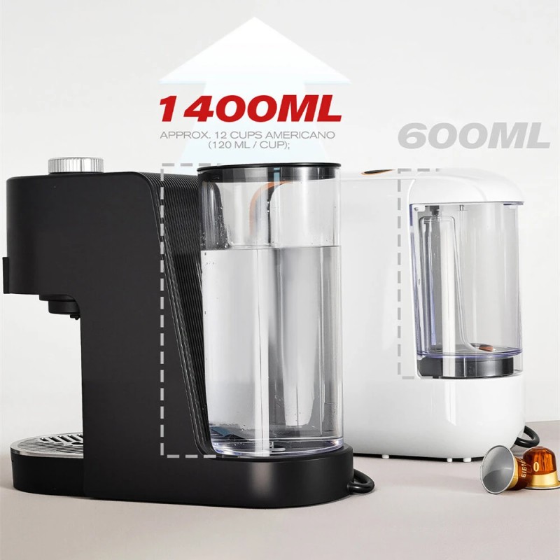 HiBREW H3C kolmitoiminen kahvikone DG/NS-kapselit ja jauhettu kahvi 20 barin 7 lämpötilaa 1,4 l vesisäiliö