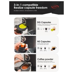 HiBREW H3C kolmitoiminen kahvikone DG/NS-kapselit ja jauhettu kahvi 20 barin 7 lämpötilaa 1,4 l vesisäiliö