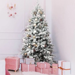 Juhlava lumipeitteinen koristekuusi 1,5-metrinen pöytäkuusi jalustalla sisä- ja ulkokäyttöön