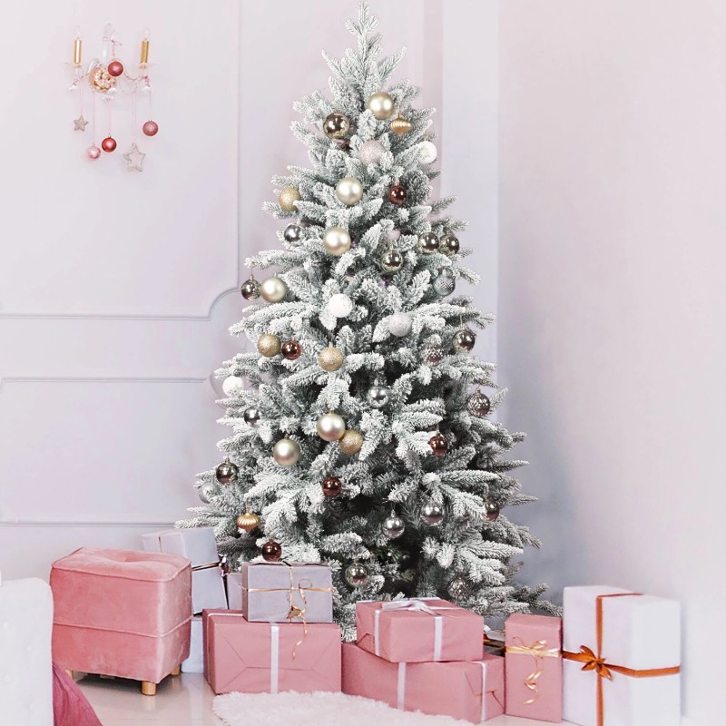 Juhlava lumipeitteinen koristekuusi 1,5-metrinen pöytäkuusi jalustalla sisä- ja ulkokäyttöön