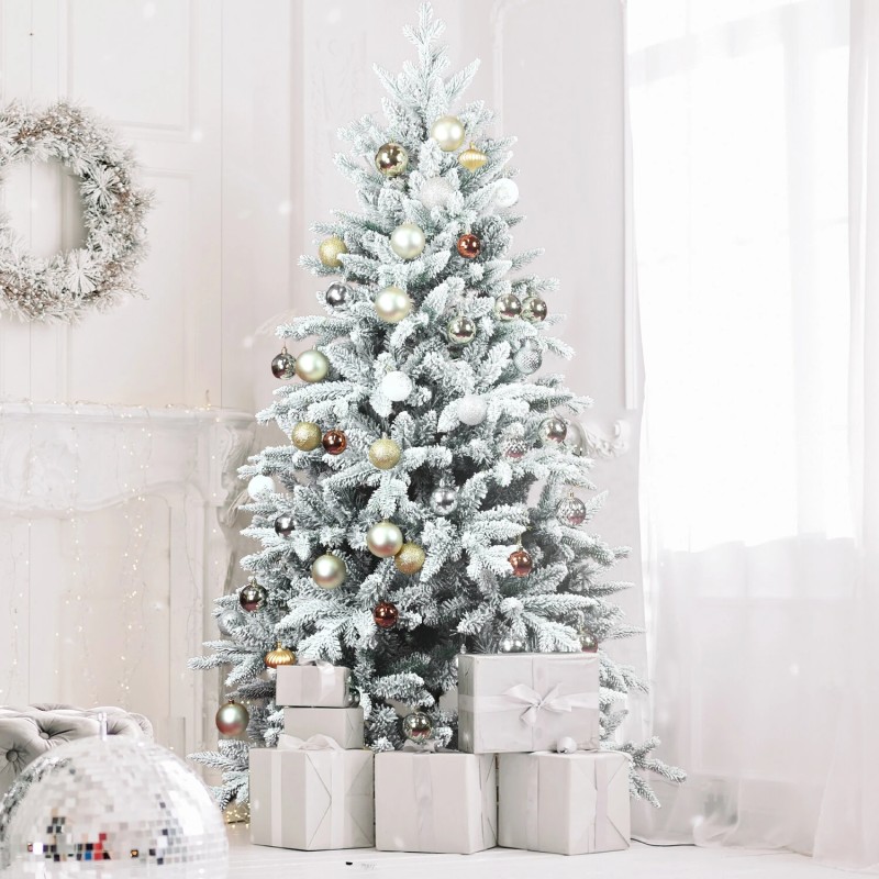 Juhlava lumipeitteinen koristekuusi 1,5-metrinen pöytäkuusi jalustalla sisä- ja ulkokäyttöön