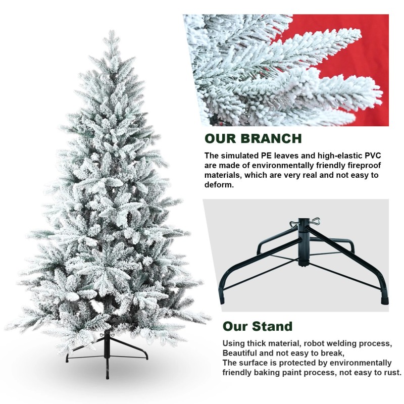 Juhlava lumipeitteinen koristekuusi 1,5-metrinen pöytäkuusi jalustalla sisä- ja ulkokäyttöön