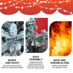 Juhlava lumipeitteinen koristekuusi 1,5-metrinen pöytäkuusi jalustalla sisä- ja ulkokäyttöön