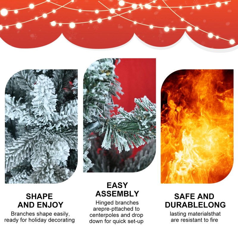 Juhlava lumipeitteinen koristekuusi 1,5-metrinen pöytäkuusi jalustalla sisä- ja ulkokäyttöön