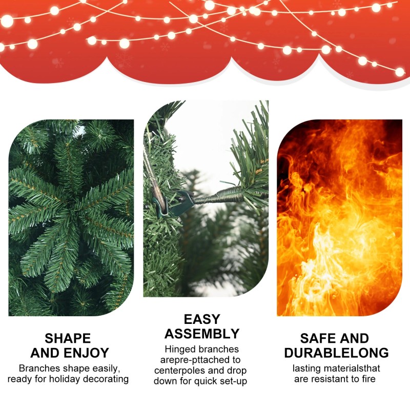 Juhlava tekokuusi 1,5 m, 1,8 m ja 2,3 m helppo koota palonkestävä tukeva metallijalusta