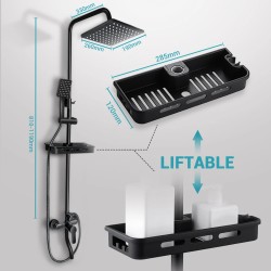 BVSOIVIA kolmitoiminen mattamusta suihkujärjestelmä seinäasennus hyllyllä ja käsisuihkulla