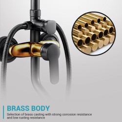 BVSOIVIA kolmitoiminen mattamusta suihkujärjestelmä seinäasennus hyllyllä ja käsisuihkulla