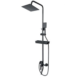 BVSOIVIA kolmitoiminen mattamusta suihkujärjestelmä seinäasennus hyllyllä ja käsisuihkulla