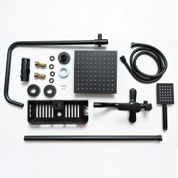 BVSOIVIA kolmitoiminen mattamusta suihkujärjestelmä seinäasennus hyllyllä ja käsisuihkulla